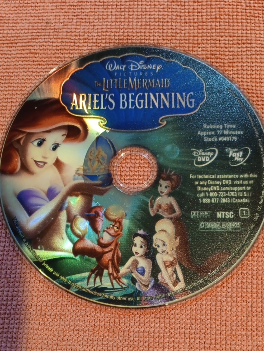 2/$12 Disney Little Mermaid: Ariel's Beginning DVD *NO CASE*